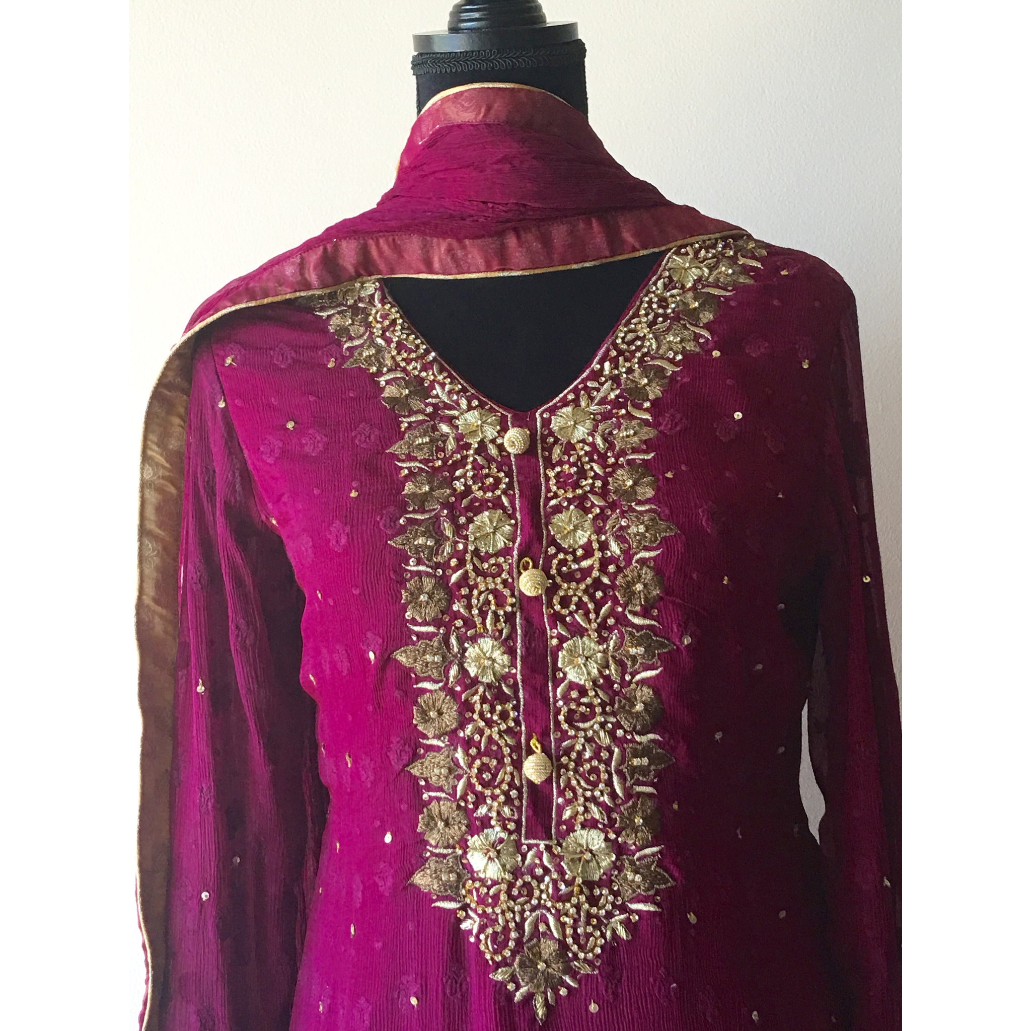 20160419_152118916_iOS Maroon & Gold Pure Chiffon Outfit - Blossoms by Azz
