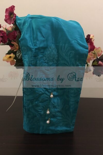 Silk Embroidered Pants - Aqua Green - Blossoms by Azz