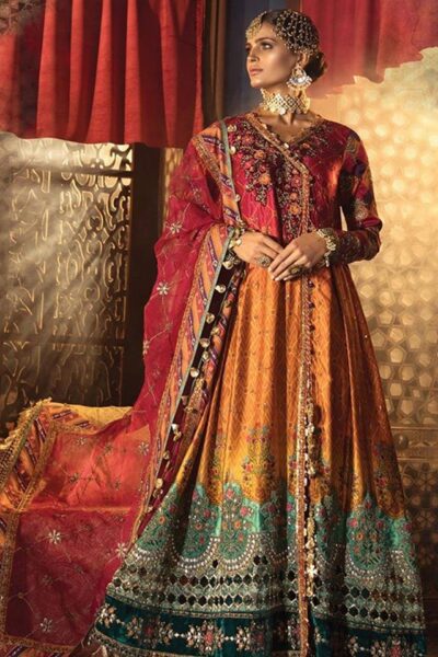 Maria B - Mbroidered - BD 1804 Ombre, Hot Pink and Tangerine - Blossoms by Azz