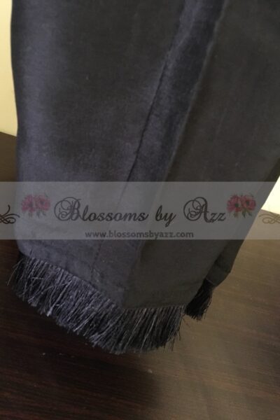 Black Pure Raw Silk Pants With Fringes - Blossoms by Azz