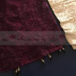 Dark Purple Organza Suit with Jamawar Pants - Blossoms by Azz