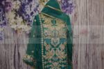 Agha Noor Shirt with Chiffon Dupatta & Straight Pants - Green - Blossoms by Azz