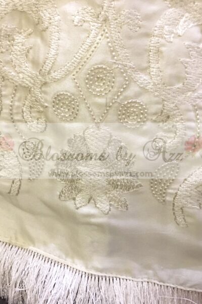 Straight Pants - Cream - Embroidered Silk - Blossoms by Azz