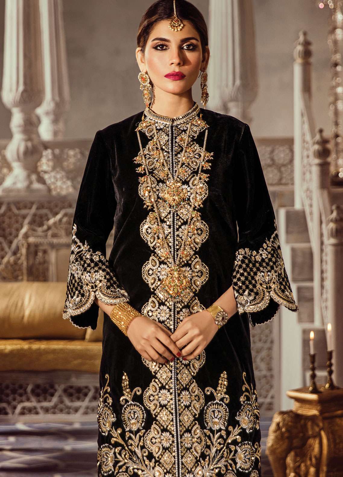 anaya-by-kiran-chaudhry-x-house-of-kamiar-rokni-wedding-collection-akc18kr-04-midnight-_1 Anaya By Kiran Chaudhry Embroidered Velvet Stitched 2 Piece Suit AKC18KR 04 Midnight - Wedding Collection - Blossoms by Azz