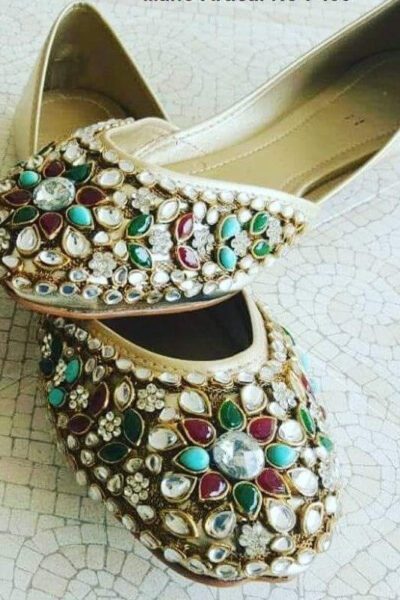 Stone Pumps (Khussa) - 004- Multi - Blossoms by Azz
