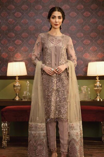 Flossie Embroidered Chiffon Stitched 3 Piece Suit FL19-C5 10 NOIR - Luxury Collection - Blossoms by Azz