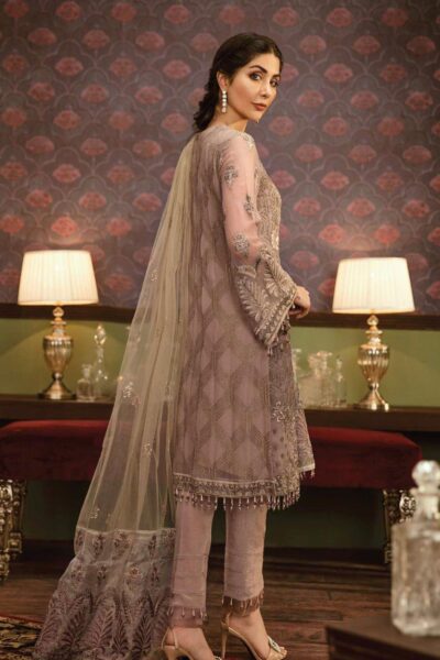 Flossie Embroidered Chiffon Stitched 3 Piece Suit FL19-C5 10 NOIR - Luxury Collection - Blossoms by Azz