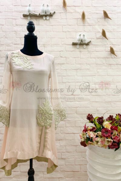 Powder Pink Embroidered High Low Top - Blossoms by Azz