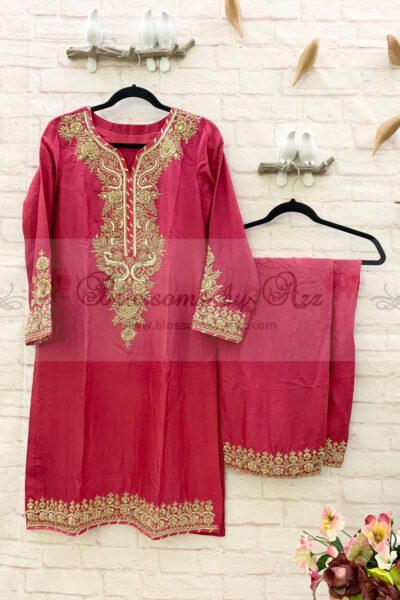 Pure Raw Silk Handwork Outfit - Blossoms by Azz
