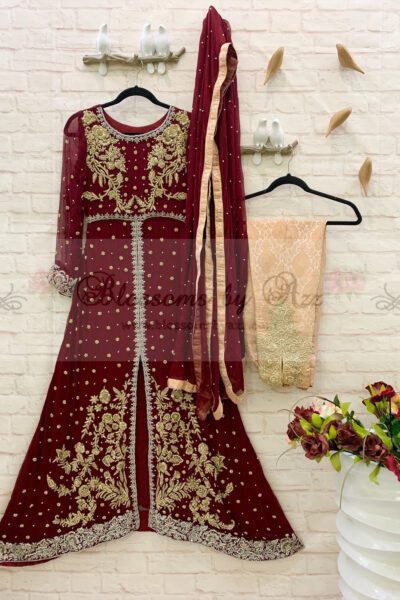 Pure Chiffon Handwork Gown Dress - Blossoms by Azz