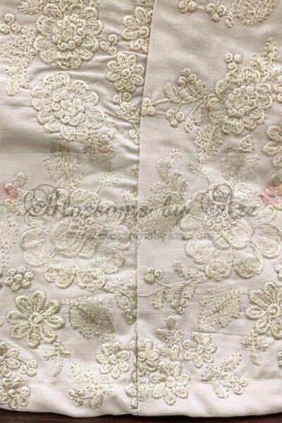 Straight Pants - Beige - Embroidered Cotton - Blossoms by Azz