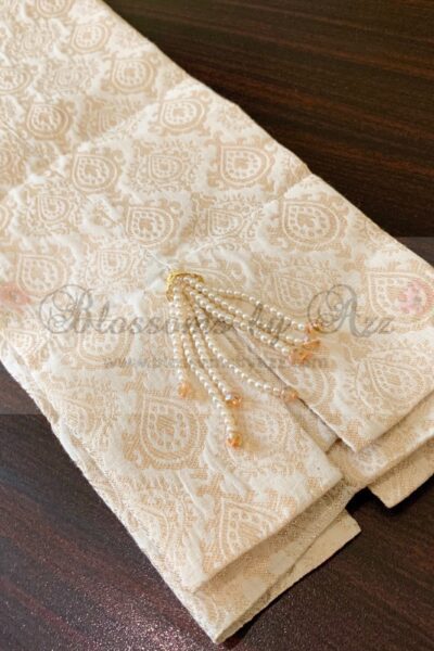Off White Jacquard Pants - Blossoms by Azz