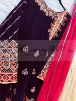 Embroidered Velvet Peplum with Gharara Outfit - Blossoms by Azz