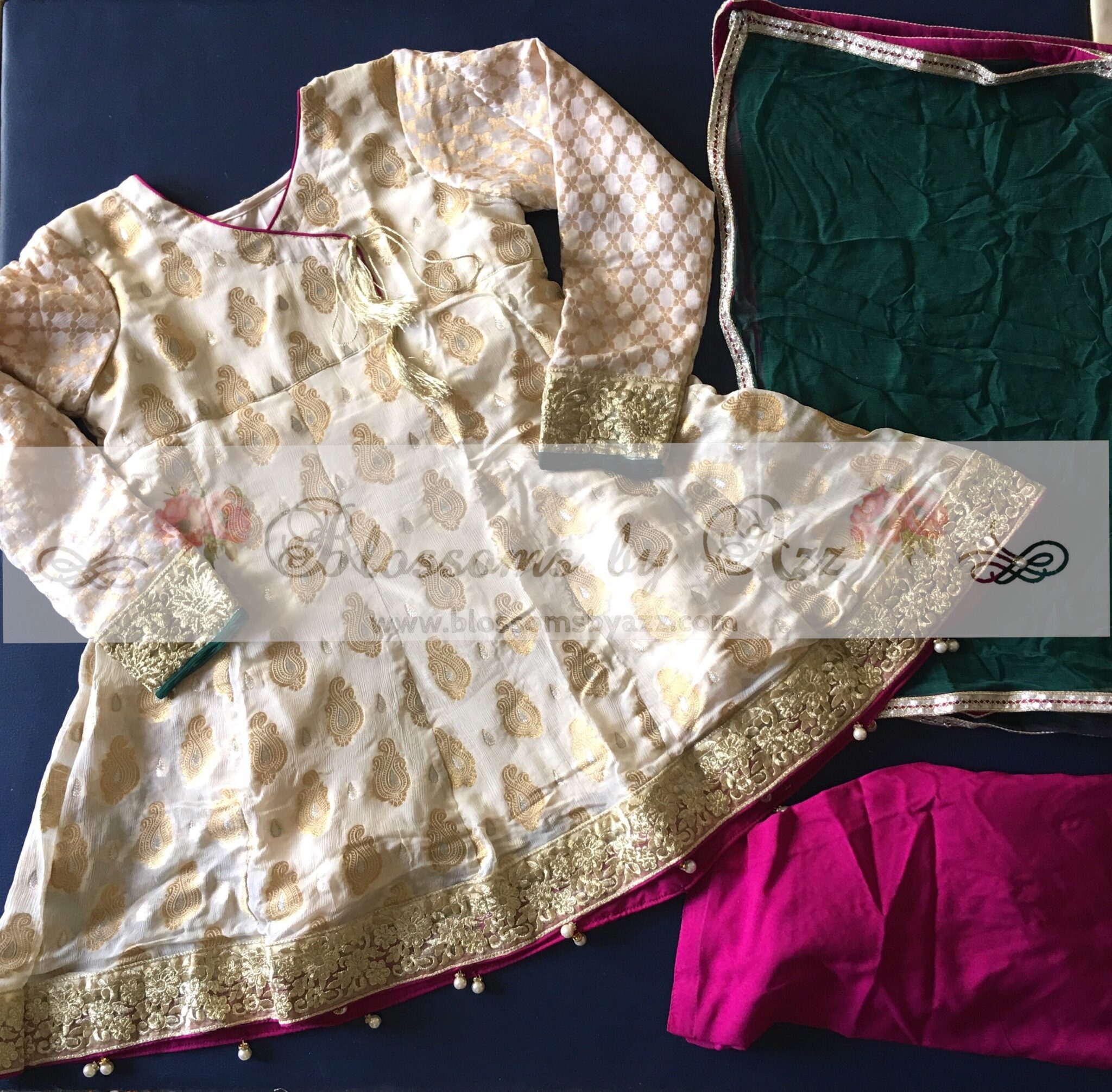 image_98946bb0-46d6-43e3-9d8e-a7ea4bdf9e8d Banarsi Chiffon Angrakha Dress for Girls - Blossoms by Azz