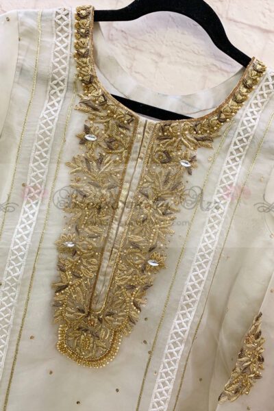 Organza Outfit With Hand & Gota Work - Blossoms by Azz