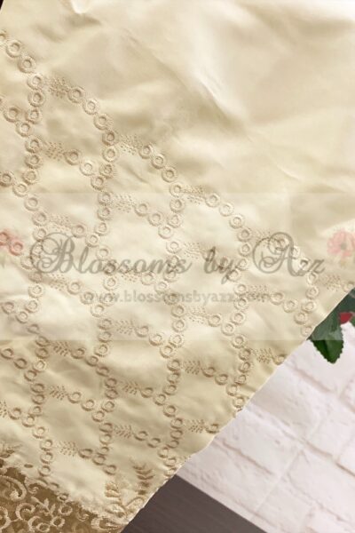 Straight Pants - Golden - Embroidered Silk - Blossoms by Azz