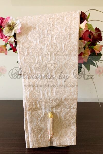 Off White Jacquard Pants - Blossoms by Azz