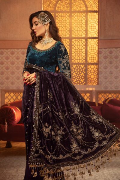 Maria B - Velvet Collection 2021 - Teal and Plum