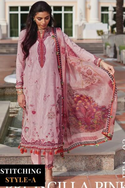 Farah Talib Aziz - Wes Luxury Lawn Collection 2025 - 03 Prciscilla Pink