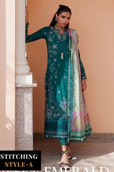 Farah Talib Aziz - Wes Luxury Lawn Collection 2025 - 04 Eileen Emerald